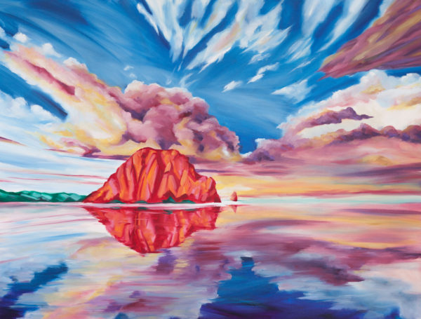 Morro Rock Reflection Canvas Print by Heather Millenaar