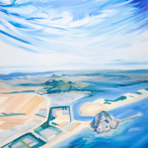Blue sky landscape painting morro seven sister san luis obispo painter art decor